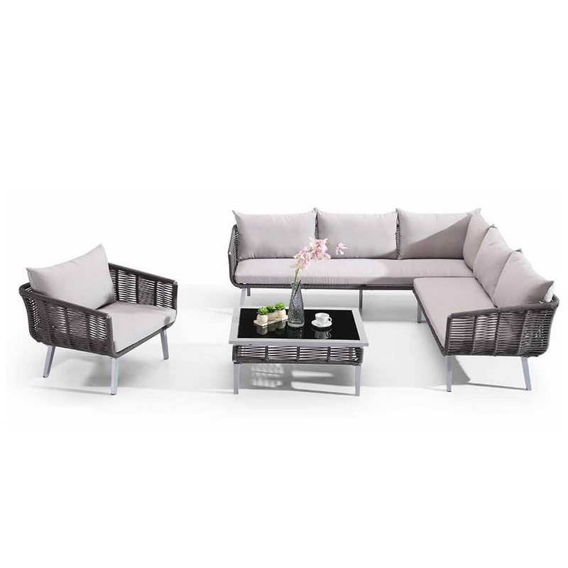 Set di divani in rattan per esterni componibili a forma di L